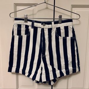 American Apparel High-Waisted Striped Shorts